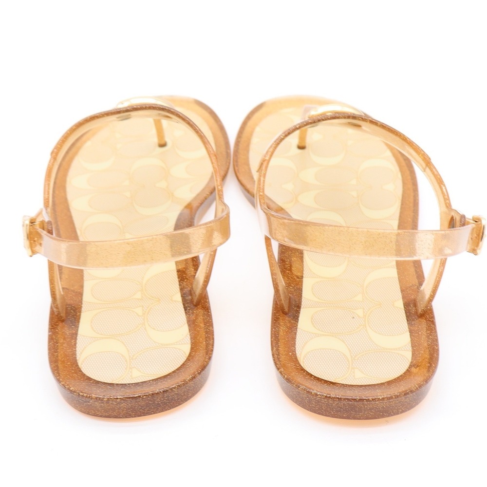 Coach Natalee Jelly Sandal Gold Glitter Monogram Womens 8 - Picture 5 of 10